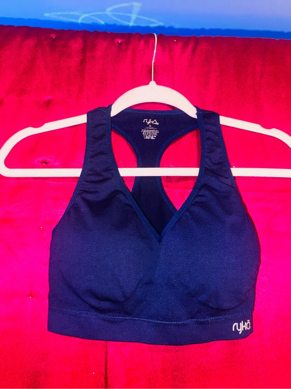 👑 Size Large Padded Ryka Navy Blue Racerback Sports Bra